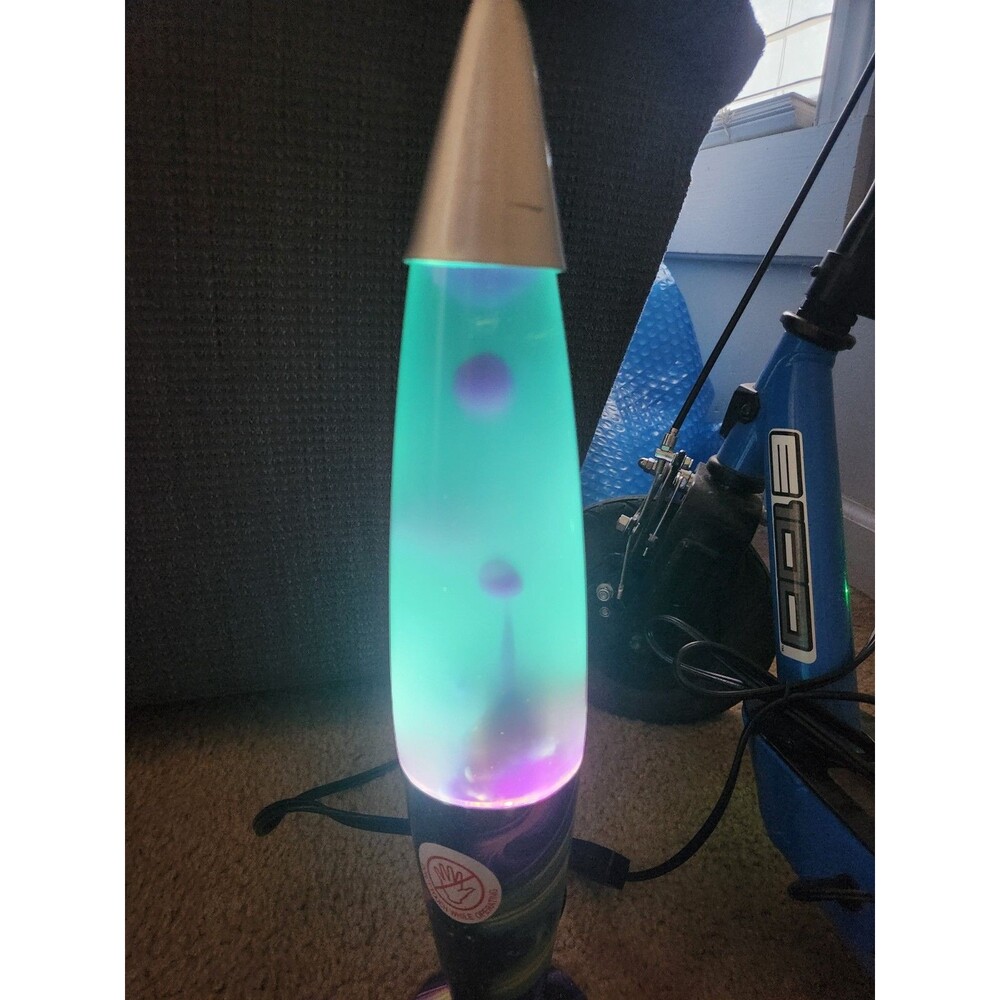 Lava Lite Motion Lamp Psychedelic Purple Wax Blue Liquid Tie Dye Swirl Retro